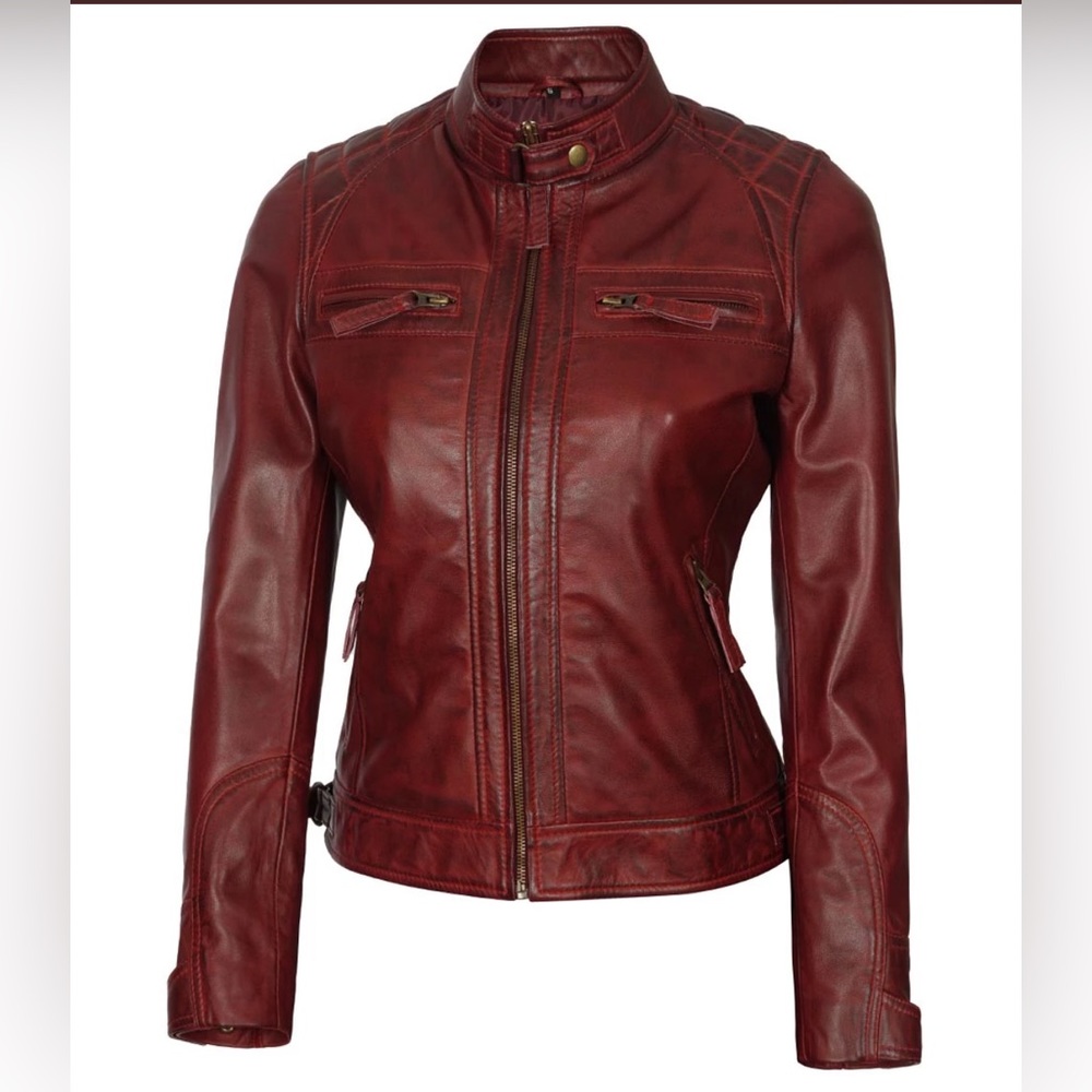 Bernardo Oxblood Leather Jacket - Size Medium